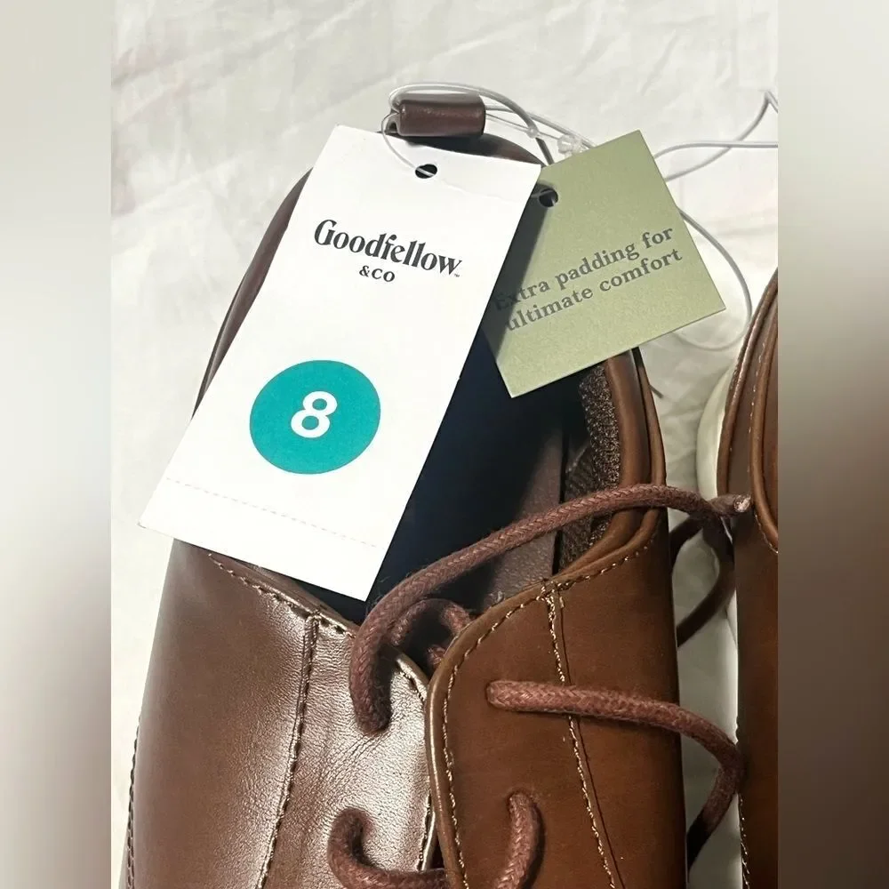 Goodfellow Brown Faux Leather Lace Up Men's Business Professional Shoes 8 NWT